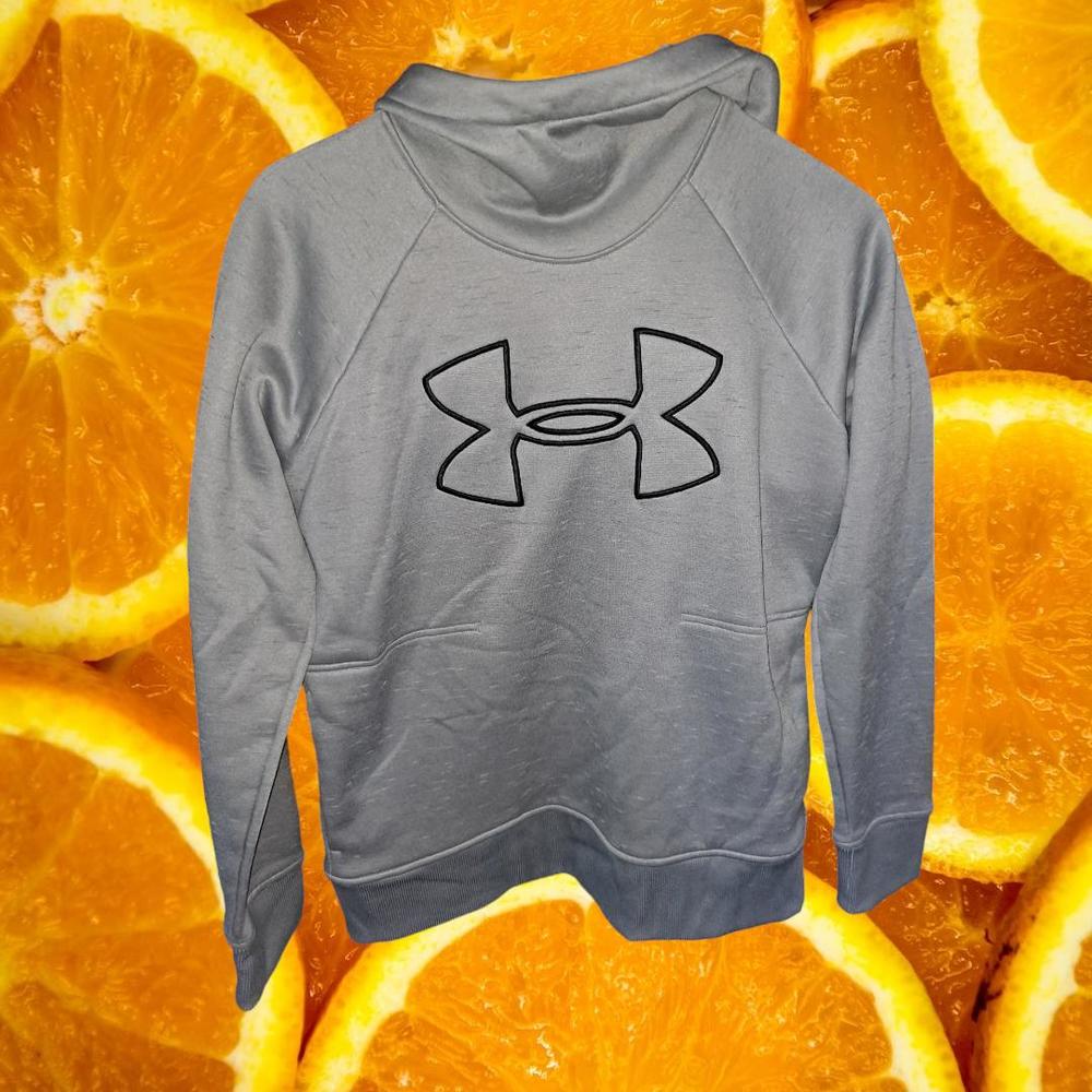 Under Armour‎ White with Black Trim Logo on the Front Hooded Sweatshirt Size S